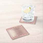 ローズゴールドのブッシュグロス紙コースター オーダーメッセージ スクエアペーパーコースター (インサイチュ)