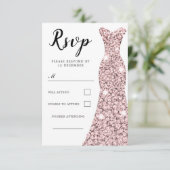 ローズゴールドのブッシュドレス　あらゆるシーンに　誕生日　結婚式 出欠カード (スタンド正面)