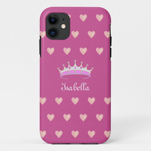 ローズゴールドのプリンセス ティアラ クラウンとピンク ハート Case-Mate iPhoneケース (裏面)