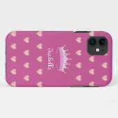 ローズゴールドのプリンセス ティアラ クラウンとピンク ハート Case-Mate iPhoneケース (裏面(横))