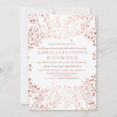 ローズゴールドのベイビーズブレス フラワー ウェディング アニバーサリー 招待状 (正面)