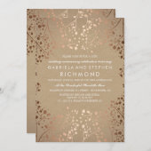 ローズゴールドのベイビーズブレス フラワー ウェディング アニバーサリー 招待状 (正面/裏面)