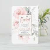ローズゴールドのベビーシャワー 招待状 (スタンド正面)
