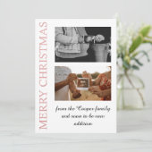 ローズゴールドのベビー発表カード　大勢で賑やかにお祝いしよう シーズンカード (スタンド正面)