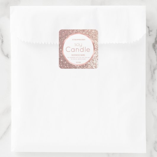 ローズゴールドのホイルグリッターソイキャンドル スクエアステッカー スクエアシール (バッグ)