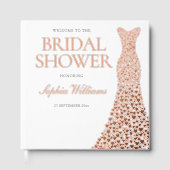 ローズゴールドのホイルハートドレス ブライダルシャワー ゲストブック (正面)