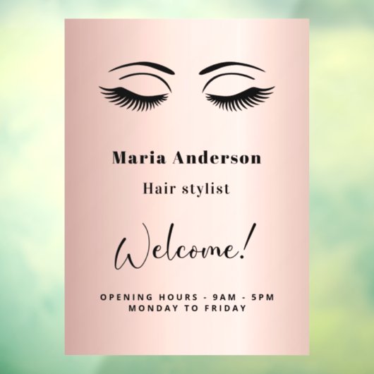 ローズゴールドのメイクアップアーティストの営業時間歓迎 ウィンドウサイン (シート3)