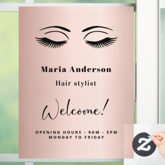 ローズゴールドのメイクアップアーティストの営業時間歓迎 ウィンドウサイン (ホーム)