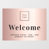 ローズゴールドのメタリックなビジネスロゴ歓迎 ウィンドウサイン (シート)