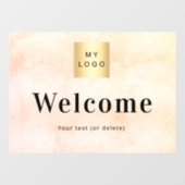 ローズゴールドのメタリックなビジネスロゴ歓迎 ウィンドウサイン (シート)