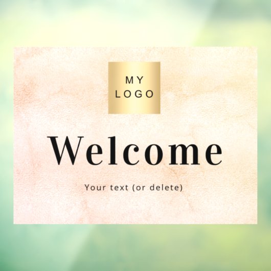 ローズゴールドのメタリックなビジネスロゴ歓迎 ウィンドウサイン (シート3)