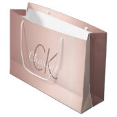 ローズゴールドのモノグラムスクリプト 現代的でエレガント ラージペーパーバッグ (正面アングル)