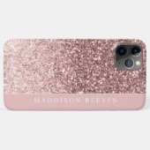 ローズゴールドのラメ入りピンクモノグラム Case-Mate iPhoneケース (裏面(横))
