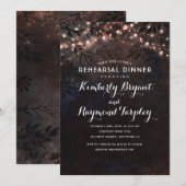 ローズゴールドのランタン　カントリー風リハーサルディナー 招待状 (正面/裏面)