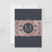 ローズゴールドのレースとネイビーブルーのテーブルナンバー 招待状 (裏面)