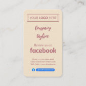 ローズゴールドのロゴとQRコード入りFacebookレビューカード 名刺 (裏面)