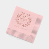 ローズゴールドの会社のクリスマスのシカのリース 箔ナプキン (左)