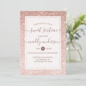 ローズゴールドの偽のグリッターが上品なスイート16の誕生日 招待状 (スタンド正面)