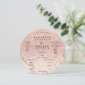 ローズゴールドの大理石グリッターオンブレー結婚式プログラム 招待状 (スタンド正面)