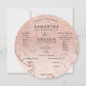 ローズゴールドの大理石グリッターオンブレー結婚式プログラム 招待状 (正面)