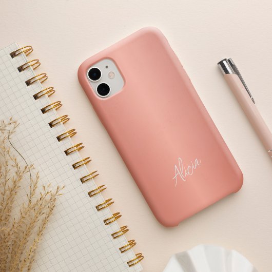 ローズゴールドの女の子らしい署名名前パーソナライズ Case-Mate iPhoneケース