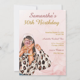 ローズゴールドの女性の誕生日 招待状