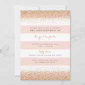 ローズゴールドの女性向け誕生日招待状 招待状 (正面)