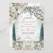 ローズゴールドの妖精が誘う魔法の庭でのキンチアニエラ 招待状 (正面/裏面)