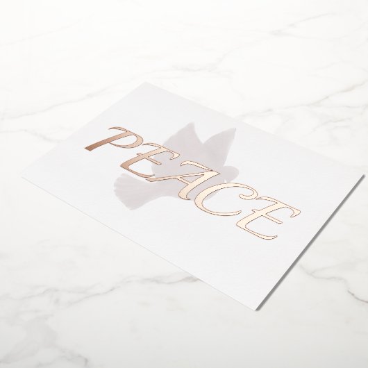 ローズゴールドの平和の鳩 箔シーズンカード (回転した状態)