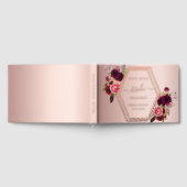 ローズゴールドの幾何学的なバーガンディーフラワーのブライダルシャワー ゲストブック (全面)