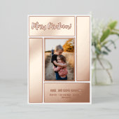 ローズゴールドの幾何学的なフォトフレーム 箔シーズンカード (立ち正面)