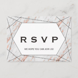ローズゴールドの幾何学的な大理石のメニュー選択の返信カード 招待状