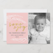 ローズゴールドの愛と喜びのモダンなホリデーカード シーズンカード (正面)