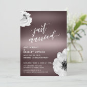 ローズゴールドの手書きの花で永遠に "Just Married" 招待状 (スタンド正面)