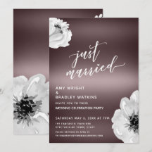 ローズゴールドの手書きの花で永遠に "Just Married"
