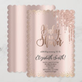 ローズゴールドの星のベビーシャワー招待状 招待状 (正面/裏面)