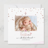 ローズゴールドの星の付いた 洗礼の招待状 招待状 (正面)