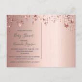 ローズゴールドの星 ストルク ベビーシャワー招待状 ポストカード (裏面)