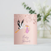 ローズゴールドの星 ストルク ベビーシャワー招待状 ポストカード (スタンド正面)