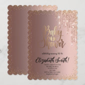 ローズゴールドの星 ベビーシャワーの招待状 招待状 (正面/裏面)