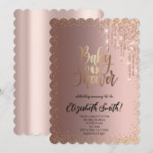 ローズゴールドの星 ベビーシャワーの招待状 招待状 (正面/裏面)