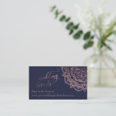ローズゴールドの曼荼羅 ネイビーの結婚式詳細案内カード エンクロージャーカード (スタンド正面)