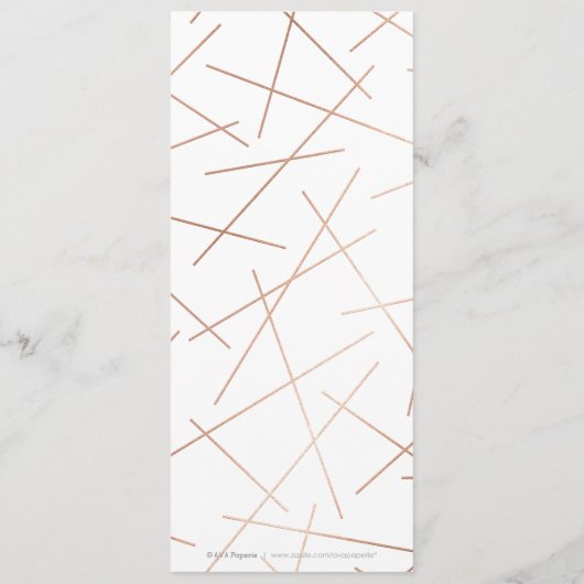 ローズゴールドの朝の水彩幾何学的な結婚式のメニュー メニュー (裏面)