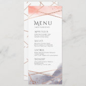 ローズゴールドの朝の水彩幾何学的な結婚式のメニュー メニュー (正面/裏面)