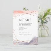 ローズゴールドの水彩幾何学模様のウェディング詳細情報 エンクロージャーカード (スタンド正面)
