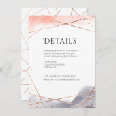 ローズゴールドの水彩幾何学模様のウェディング詳細情報 エンクロージャーカード (正面/裏面)