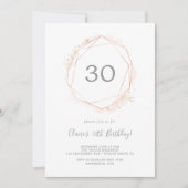 ローズゴールドの水彩幾何学模様の30歳誕生日パーティー 招待状 (正面)