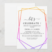 ローズゴールドの水彩幾何学模様 Let's Celebrate 招待状 (正面/裏面)