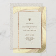 ローズゴールドの水彩筆致のウェディング