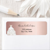ローズゴールドの白いドレスの返送ラベル住所 ラベル (インサイチュ)